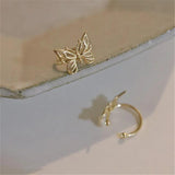 Sterling Silver Butterfly Ear Clip No Pierced Ears Sweet Temperament Earrings
