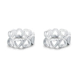 Love Hearts Ear Cuff 925 Sterling Silver Plated Clip Earrings