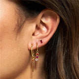 3Pcs/Set Green Zircon Earrings Y2K Piercing Stud Earring Jewelry
