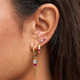 3Pcs/Set Green Zircon Earrings Y2K Piercing Stud Earring Jewelry