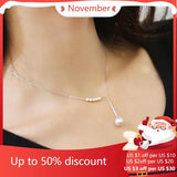 925 Silver Shell Pearl Necklace Pendant for Women Gift