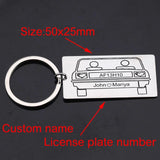 Stainless Steel Plate Number Couple Name Keychain Gift