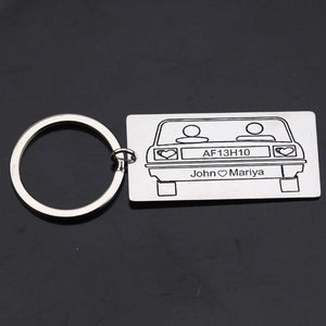 Stainless Steel Plate Number Couple Name Keychain Gift
