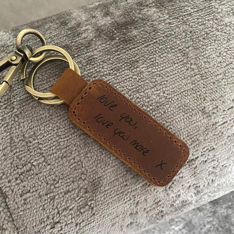 Personalized Handwriting Leather Key Chain