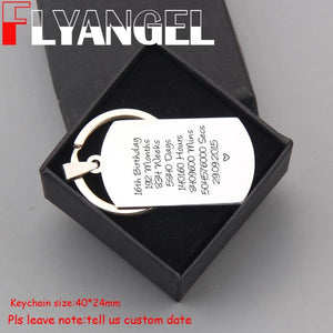 FLYANGEL Personalized Date Keychain Birthday Present High Engraved Bag Charm 16t