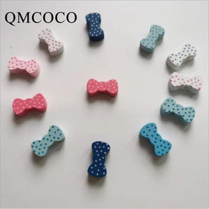 50Pcs Colorful Bow-Knot Wooden Beads for DIY Crafts