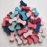 50Pcs Colorful Bow-Knot Wooden Beads for DIY Crafts