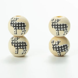 DIY 16mm Christmas Tree Elk Snowman Wooden Beads Craft Toy