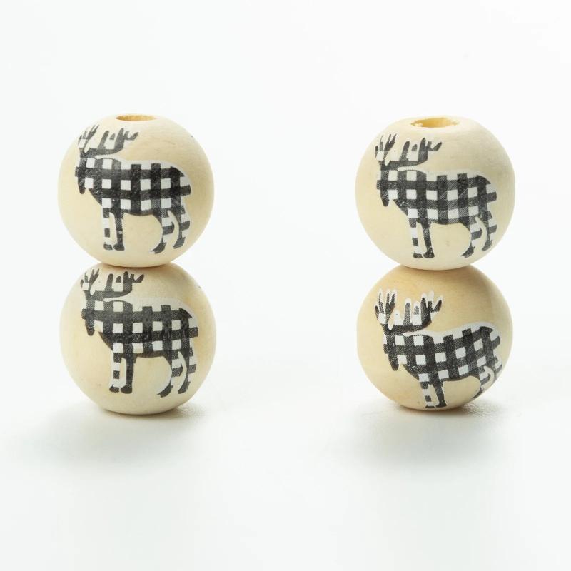 DIY 16mm Christmas Tree Elk Snowman Wooden Beads Craft Toy