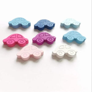 50pcs Car-Shaped Wooden Beads DIY Crafts Jewelry Hemu Loose Beads