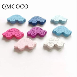 50pcs Car-Shaped Wooden Beads DIY Crafts Jewelry Hemu Loose Beads