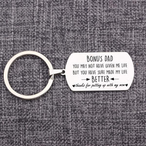 Stainless Steel Bonus Dad Charm Keychain For Father