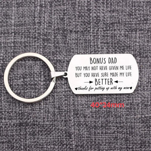 Stainless Steel Bonus Dad Charm Keychain For Father