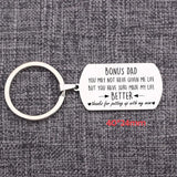 Stainless Steel Bonus Dad Charm Keychain For Father