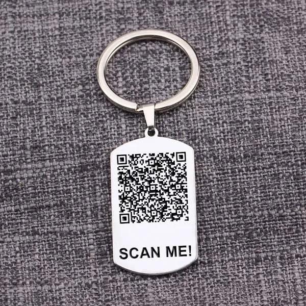 Personalized QR Code Keychain Stainless Steel Jewelry Gift
