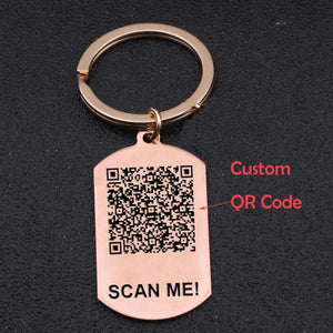Personalized QR Code Keychain Stainless Steel Jewelry Gift