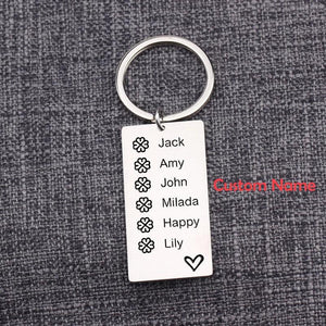 Personalized Stainless Steel Keychain Engraved Family Names Gift Bag Charm