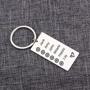 Personalized Stainless Steel Keychain Engraved Family Names Gift Bag Charm