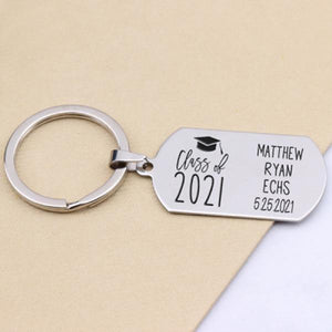 Personalized Graduation Keychain Stainless Steel Keepsake