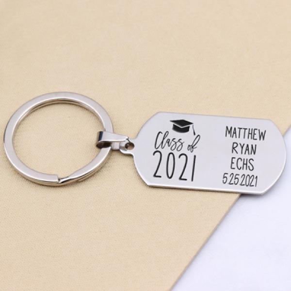 Personalized Graduation Keychain Stainless Steel Keepsake