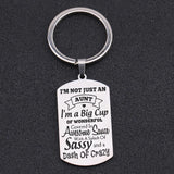 Aunt Dog Tag Keychain Stainless Steel Material