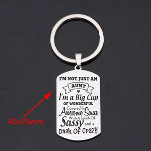 Aunt Dog Tag Keychain Stainless Steel Material