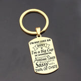 Aunt Dog Tag Keychain Stainless Steel Material