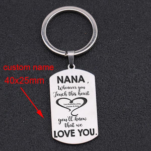 Personalized Keychain: NANA, Touch This Heart, Feel Our Love