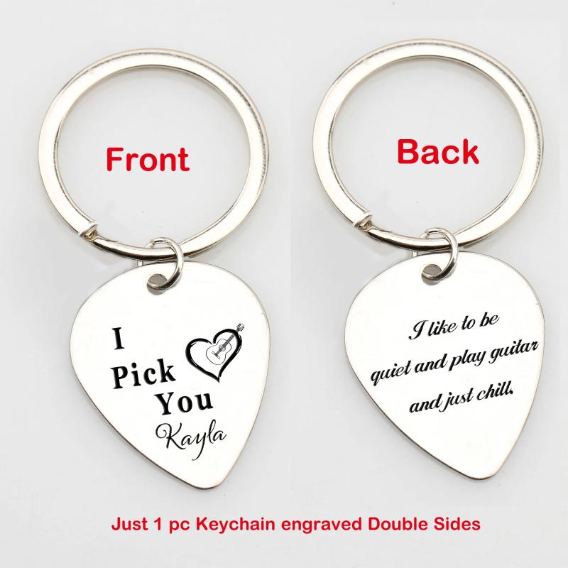 Personalized Couple Keychain - Guitar Pick Keyring
