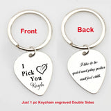 Personalized Couple Keychain - Guitar Pick Keyring