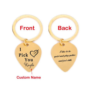 Personalized Couple Keychain - Guitar Pick Keyring