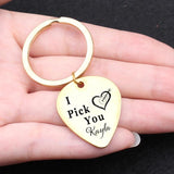 Personalized Couple Keychain - Guitar Pick Keyring