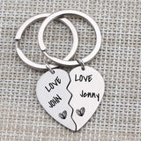 Personalized Broken Heart Couple Keychain Husband Wife Gift