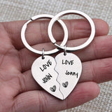 Personalized Broken Heart Couple Keychain Husband Wife Gift