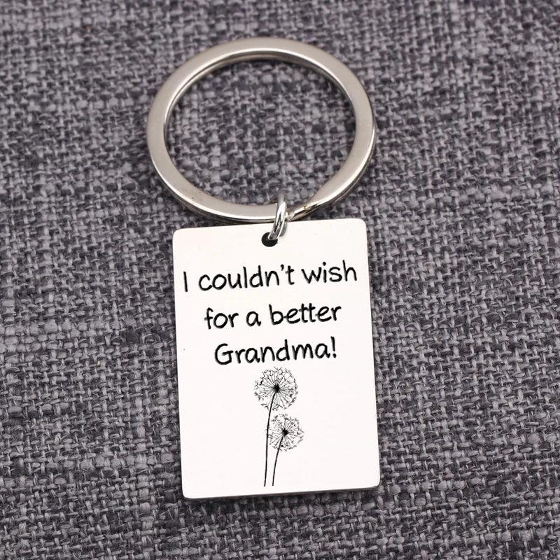 Grandma Keychain Granny Gift Birthday Surprise Stainless Steel Keyring