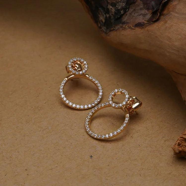 Zircon Front/Back Circle Stud Earrings for Women