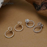 Zircon Front/Back Circle Stud Earrings for Women