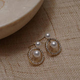 Zircon Front/Back Circle Stud Earrings for Women