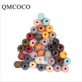 20Pcs Colorful Stripes Carved Wooden Beads DIY Crafts Jewelry Accessories