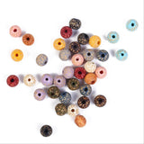 20Pcs Colorful Stripes Carved Wooden Beads DIY Crafts Jewelry Accessories