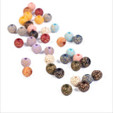 20Pcs Colorful Stripes Carved Wooden Beads DIY Crafts Jewelry Accessories