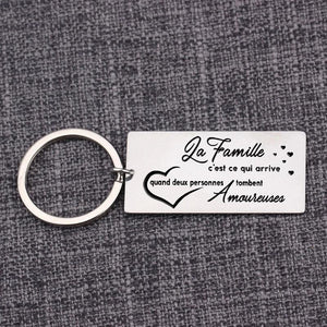 Personalized Stainless Steel La Famille Keychain - Love Happens