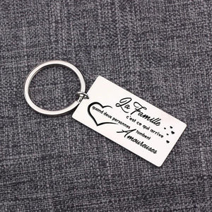 Personalized Stainless Steel La Famille Keychain - Love Happens