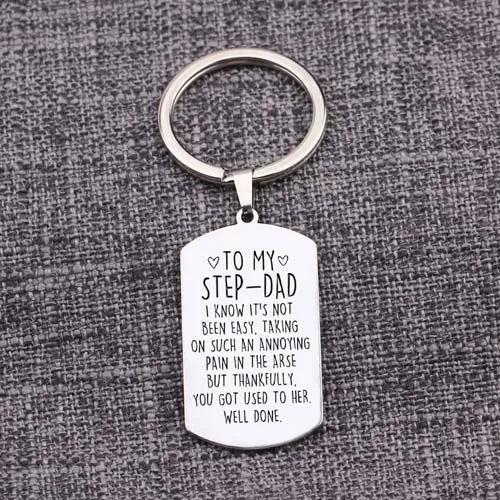 Step-Dad Family Keychain Stainless Steel Gift