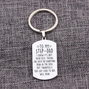Step-Dad Family Keychain Stainless Steel Gift