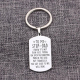 Step-Dad Family Keychain Stainless Steel Gift