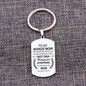 TO MY BONUS MOM Keychain For Stepmom Gift Keytags
