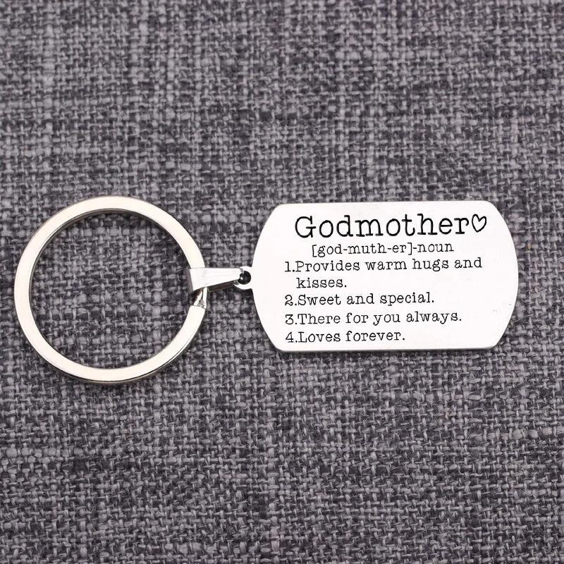 Godmother Keychain - Stainless Steel Bag Charm Jewelry Trinket