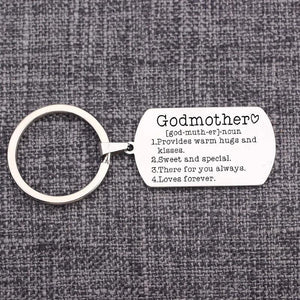 Godmother Keychain - Stainless Steel Bag Charm Jewelry Trinket
