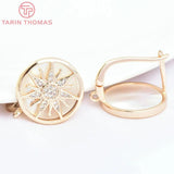24K Brass Zircon Sun Flower Earrings Clip High Jewelry